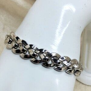 vintage crown trifari silver tone knot link bracelet